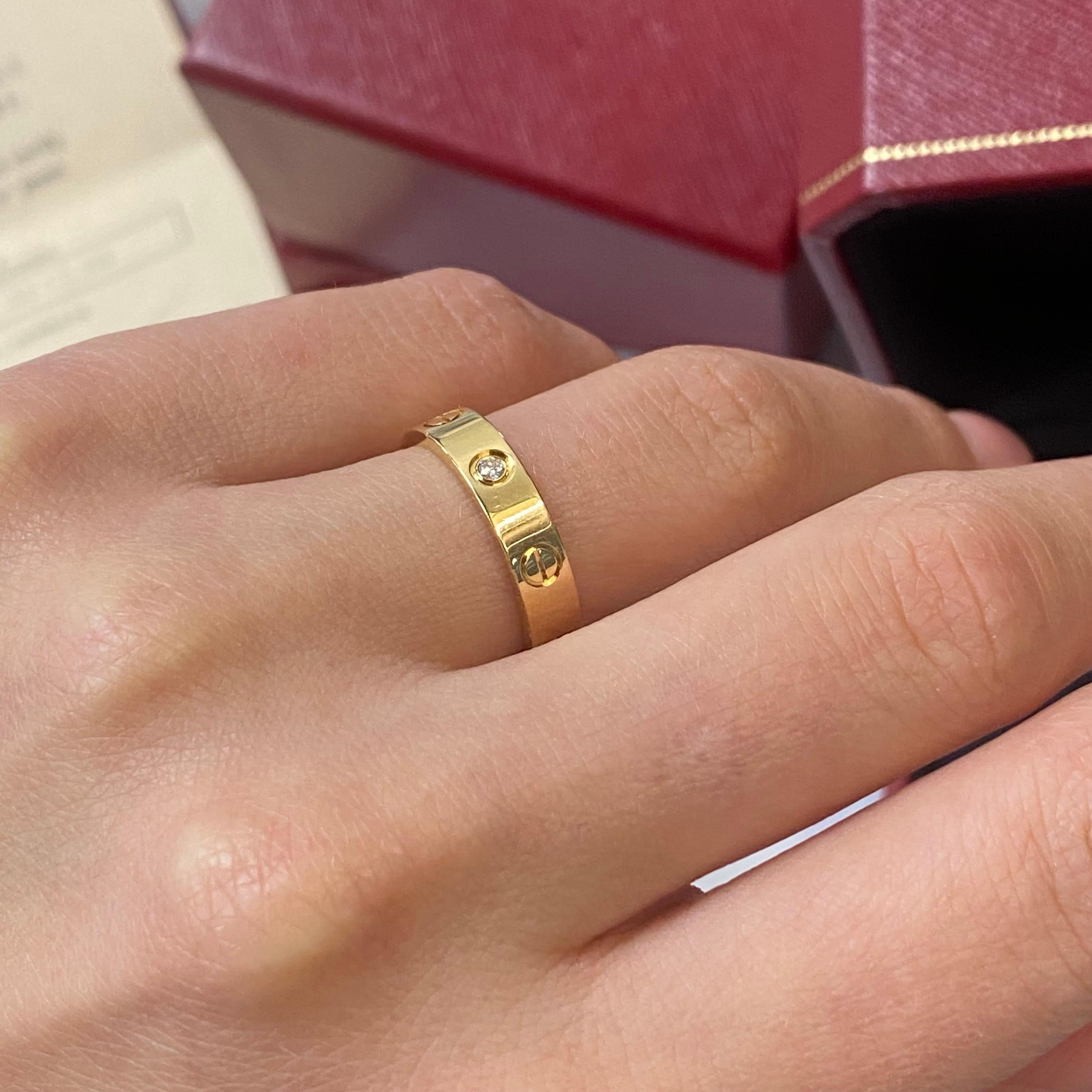 Cartier Love 1 Diamant-Ehering aus 18 Karat Gelbgold mit Diamanten Damen im Angebot