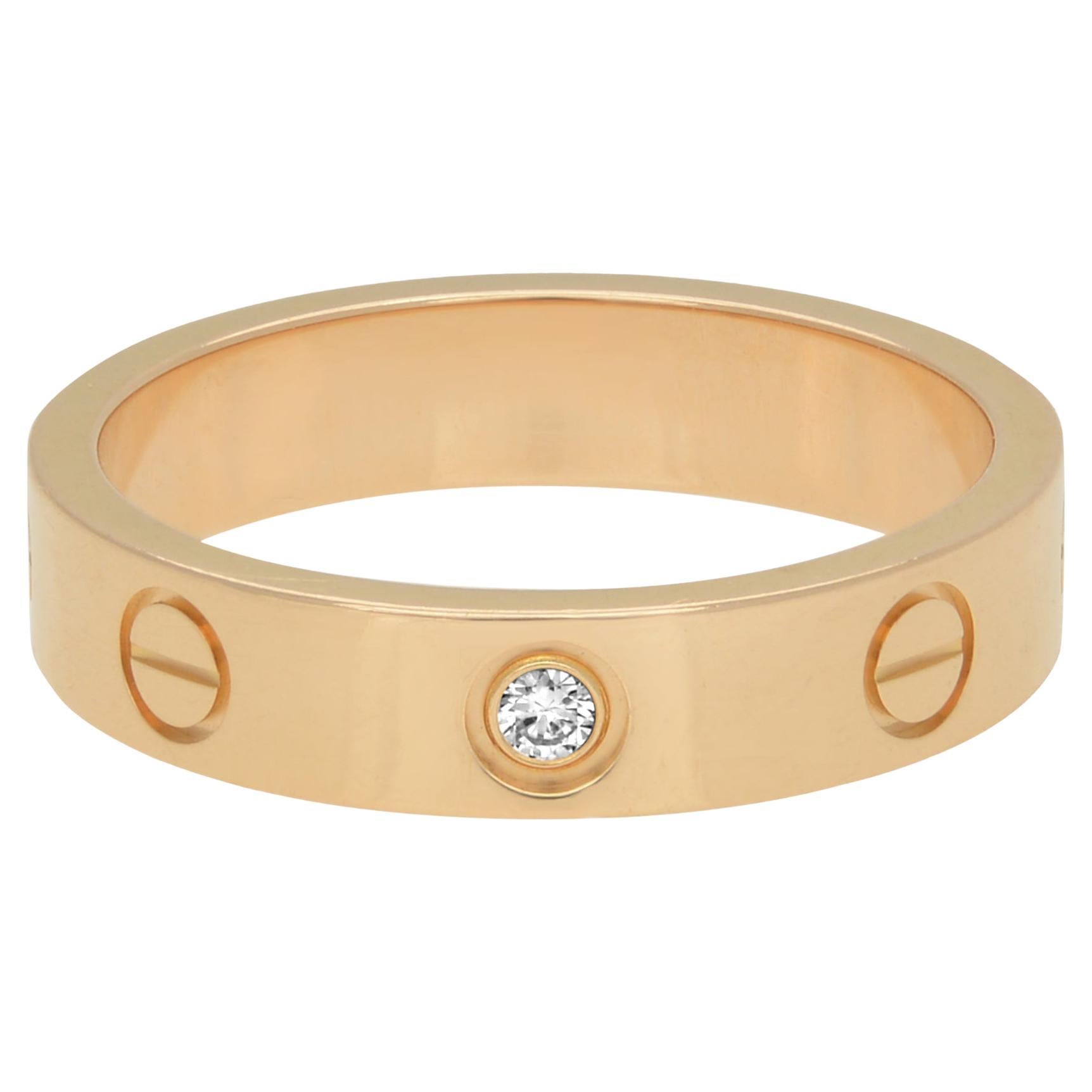 Cartier Love 1 Diamond Wedding Band 18K Yellow Gold For Sale
