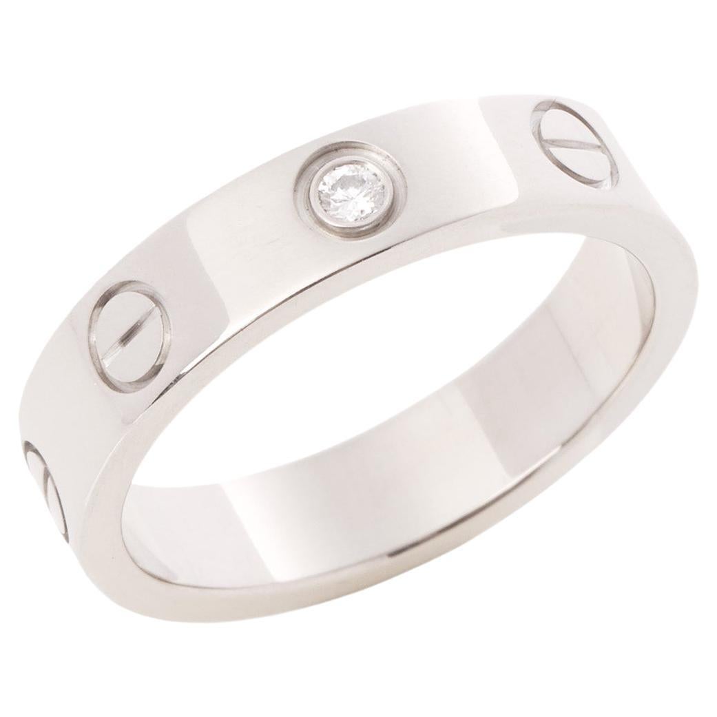 Cartier 1 Diamond 18ct White Gold Love Wedding Band Ring For Sale