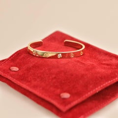 Cartier Love 1 Diamond Yellow Gold Cuff Bracelet Size 16