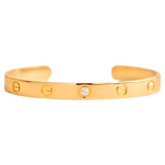Cartier Love 1 Manschettenarmband aus Gelbgold mit Diamanten, Größe 17
