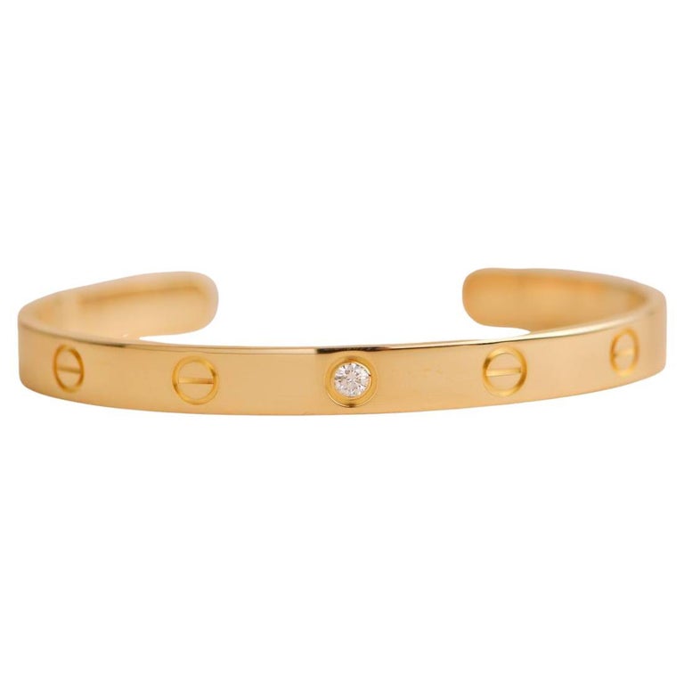 Cartier Bracelet manchette Love 1 en or jaune et diamants, taille 17 sur  1stDibs