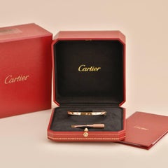 Cartier Love 10 Diamond 18K Rose Gold Small Model Bracelet Size 17
