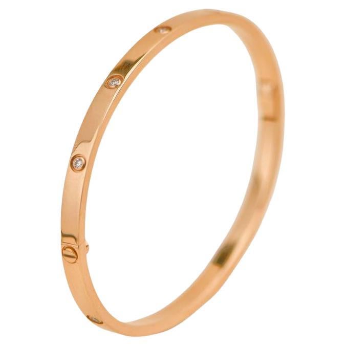 Cartier Love 10 Diamond 18K Rose Gold Small Model Bracelet Size 17