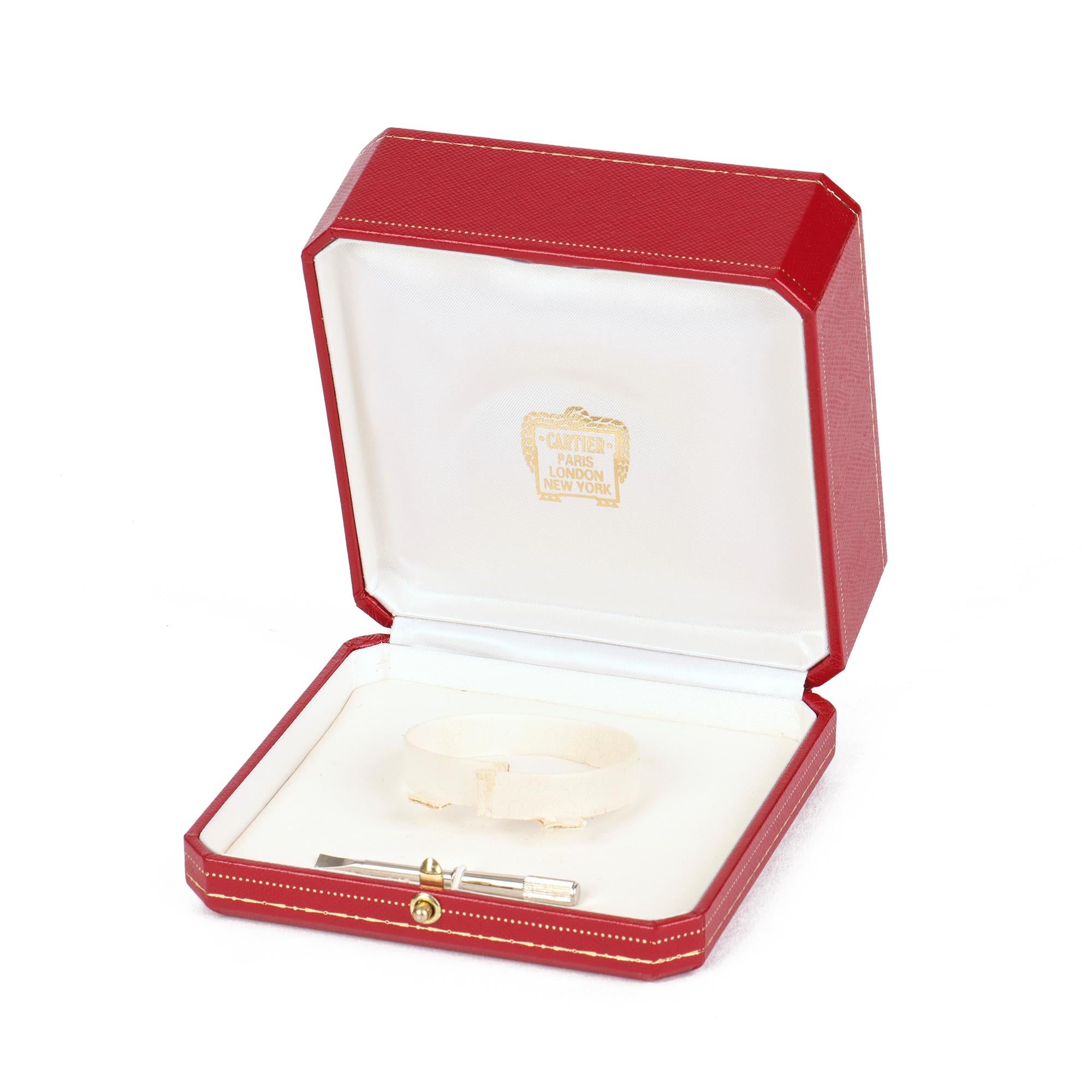 Cartier 10 Diamond 18ct White Gold Love Bangle For Sale 3