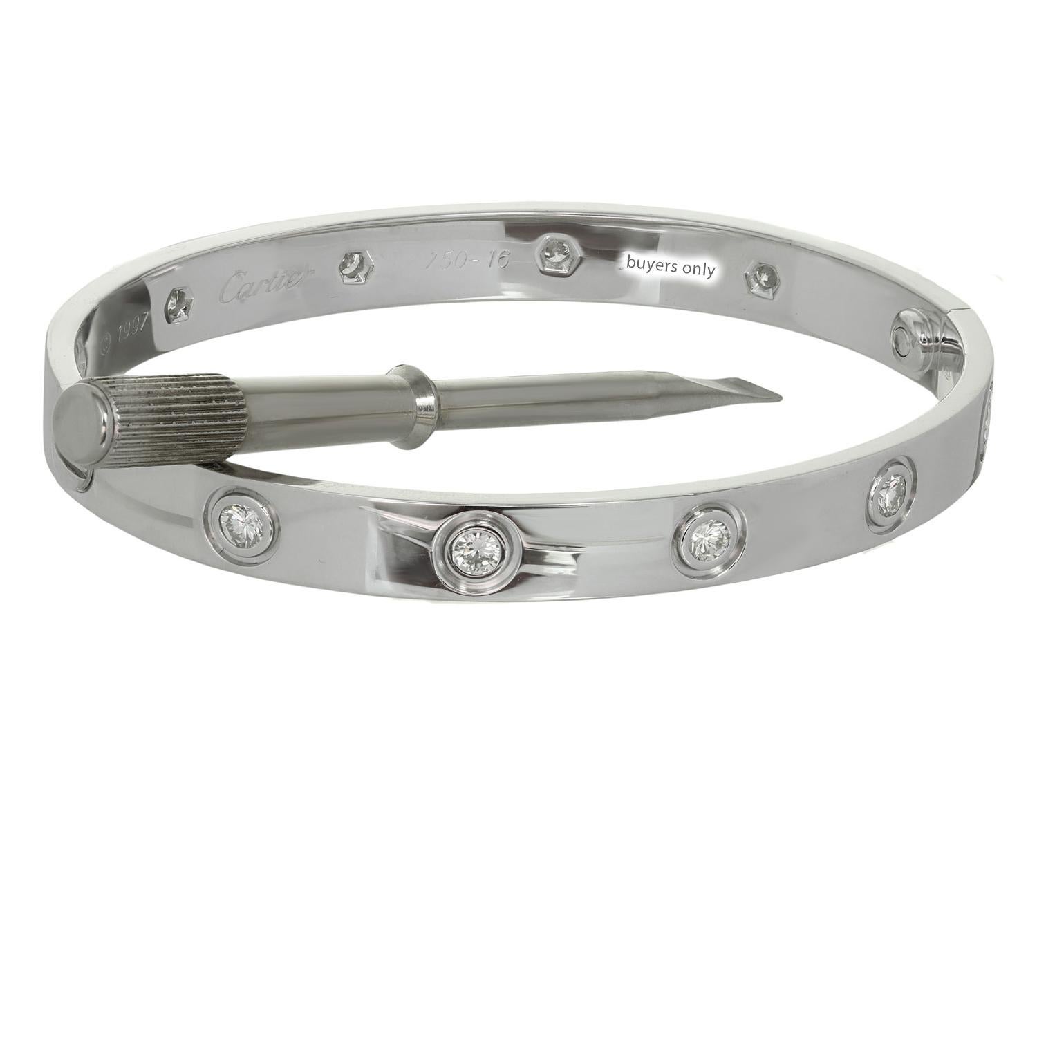 Cartier Love 10 Diamant-Armband aus Weißgold (Brillantschliff)