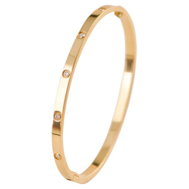 Cartier Love 10 Diamonds 18K Yellow Gold Bracelet Size 17 Small Model