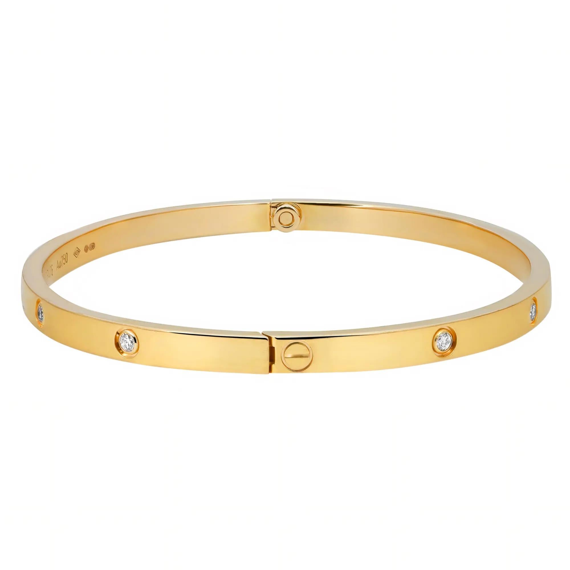 Moderno Cartier Love 10 Diamonds Bracciale Piccolo Modello Oro Rosa 18K 0.21Cttw in vendita