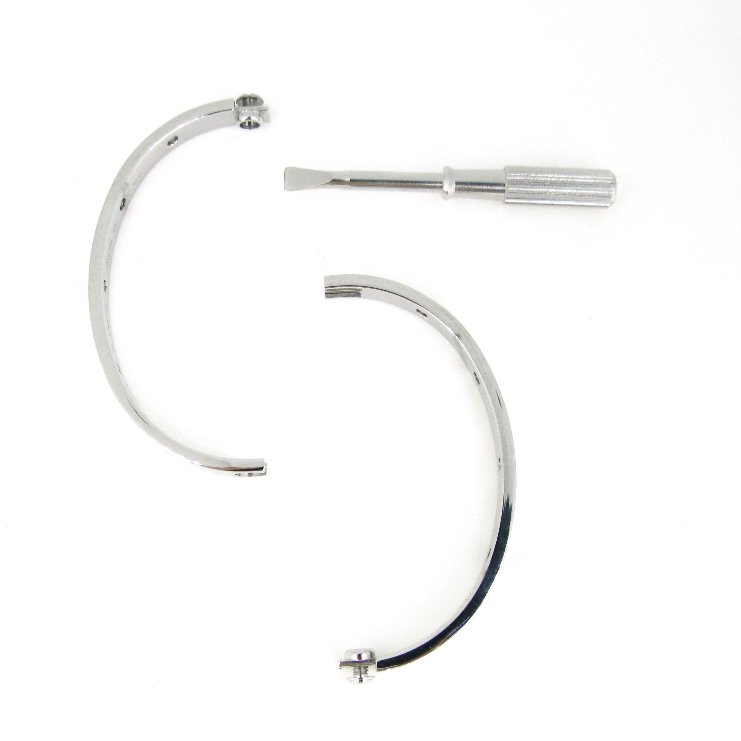 Women's or Men's Cartier Love 10 Diamonds White Gold Bangle Bracelet