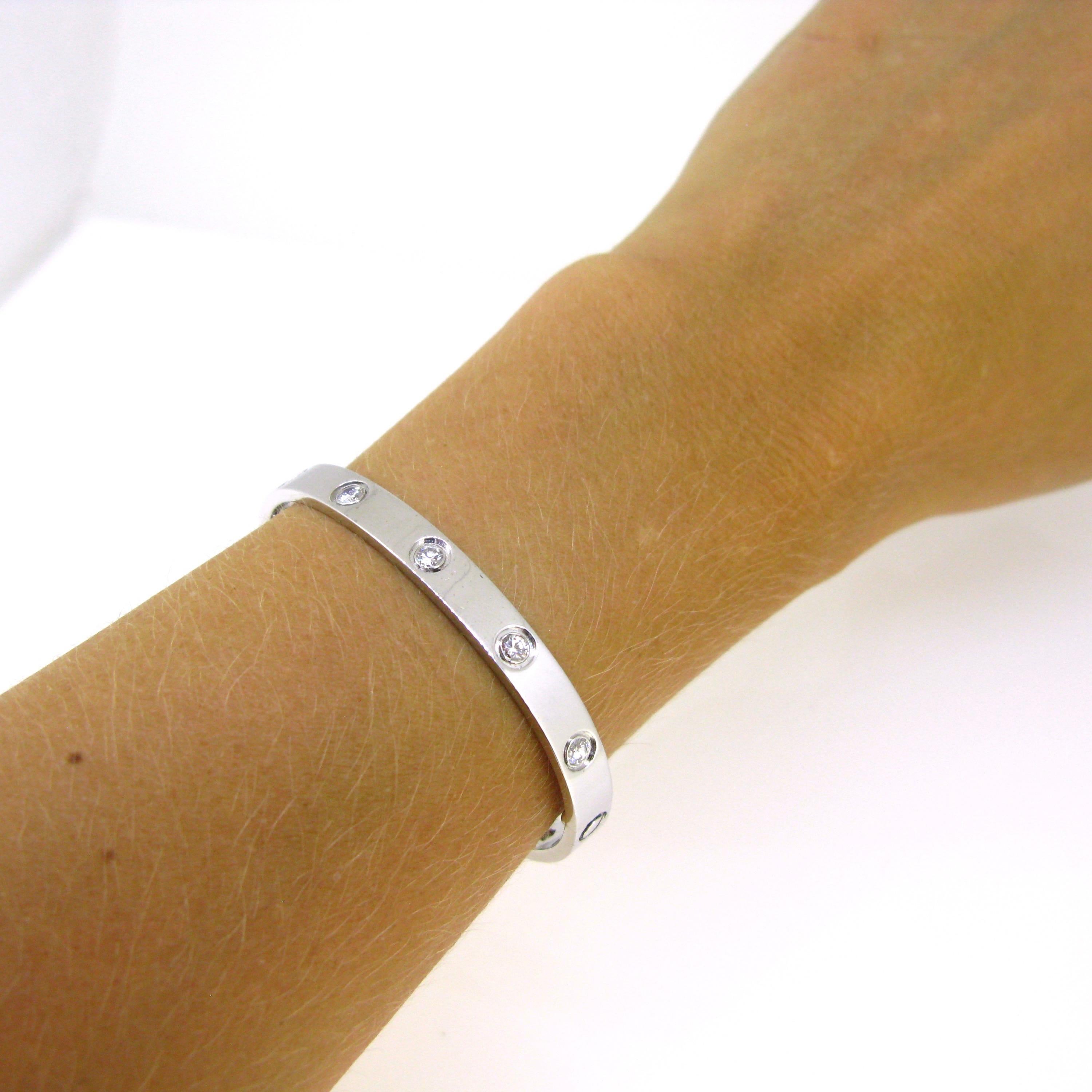 Cartier Love 10 Diamonds White Gold Bangle Bracelet 1