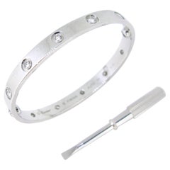 Cartier Love 10 Diamonds White Gold Bangle Bracelet