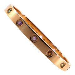 Cartier Love 10 Stone Bracelet 18K Rose Gold with Aquamarine and Sapphires