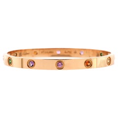 Cartier Love 10 Stone Bracelet 18k Rose Gold with Garnet, Amethyst and Sapphire