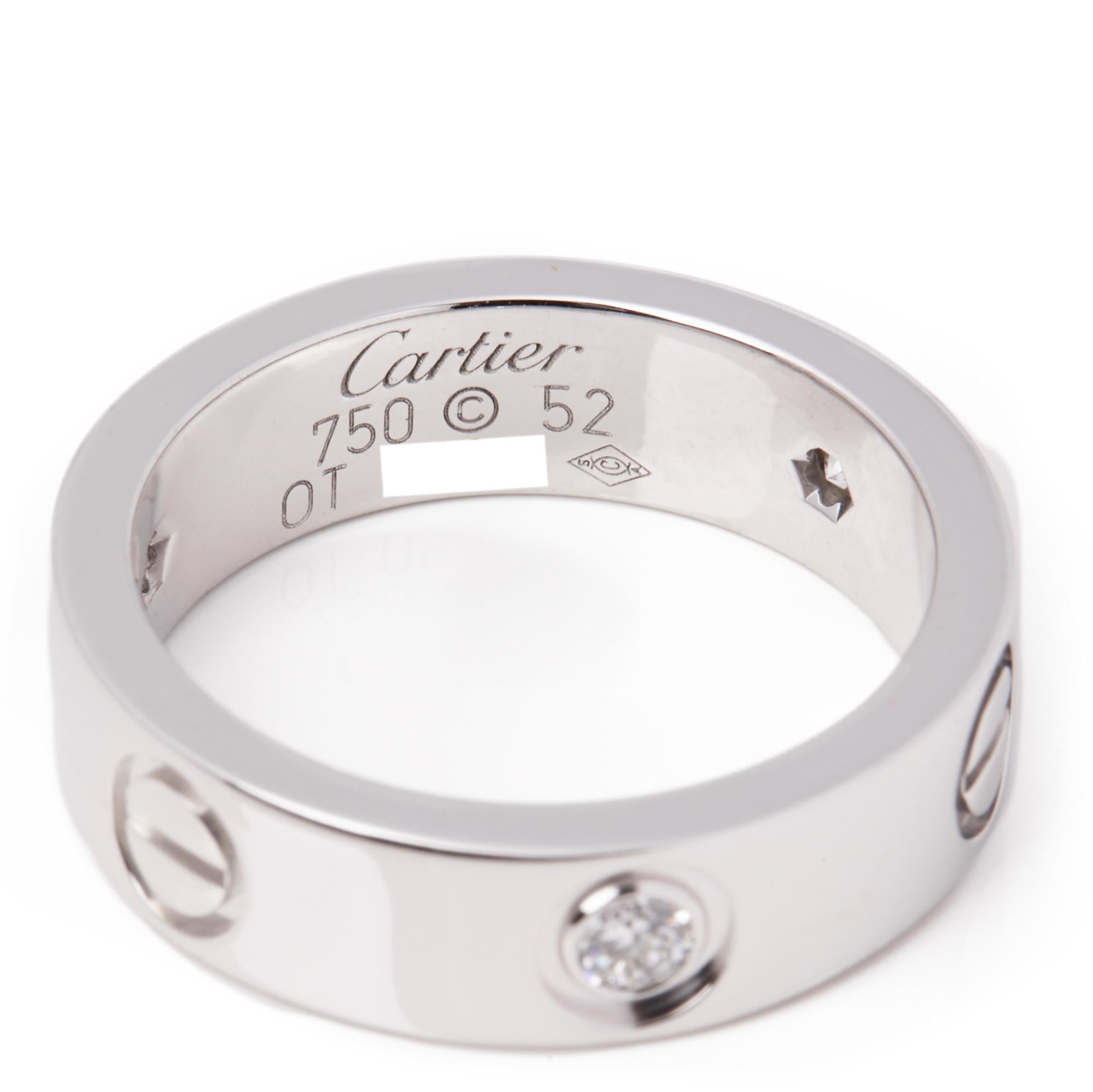 cartier love ring 3 diamonds white gold