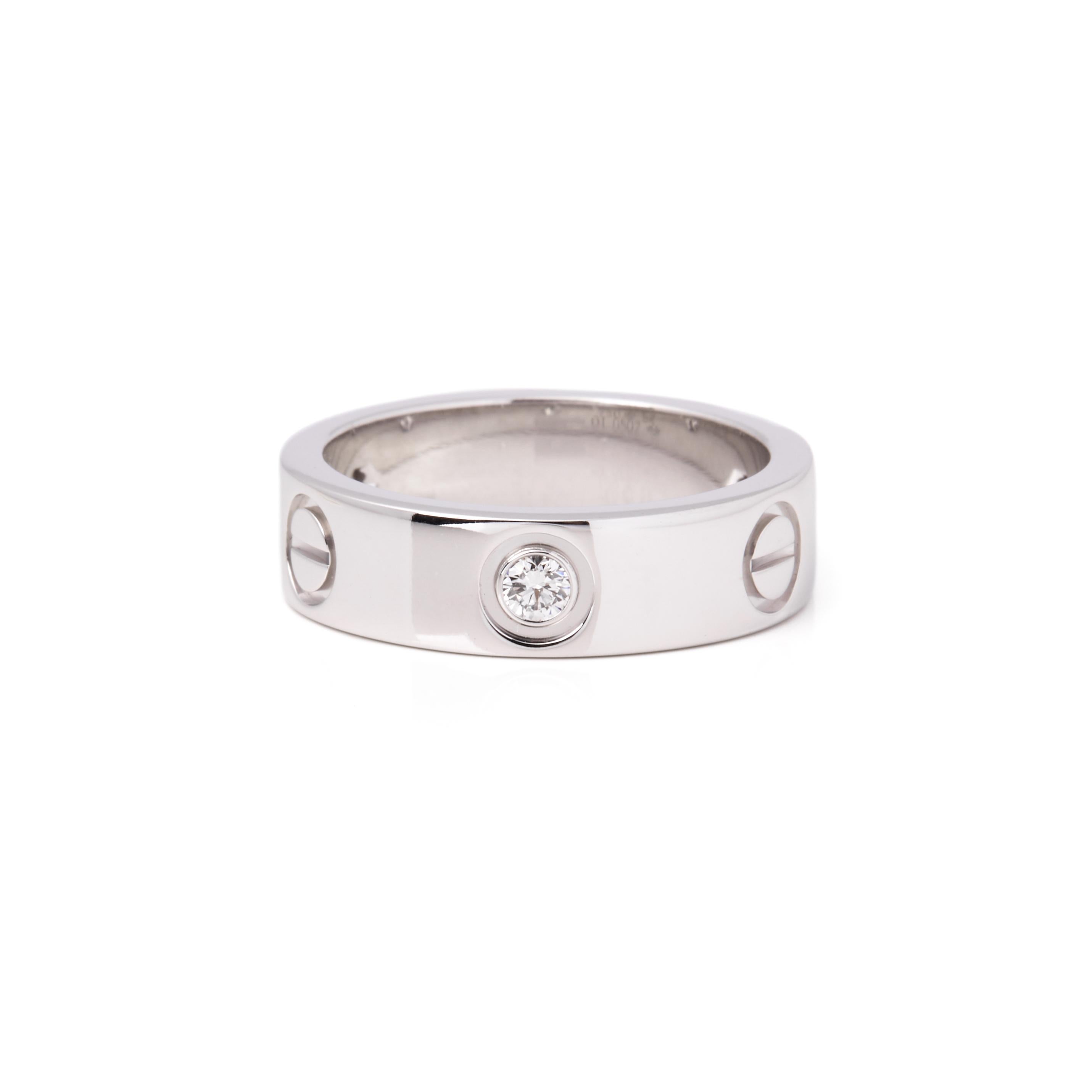 Contemporary Cartier 3 Diamond 18ct White Gold Love Band Ring