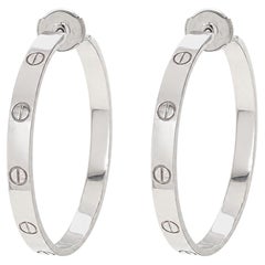Cartier LOVE 18 Carat White Gold Large Hoop Earrings
