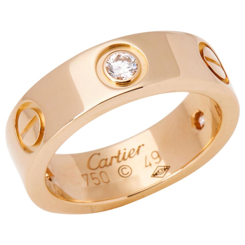 Cartier Love 18 Carat Yellow Gold 3 Diamond Ring