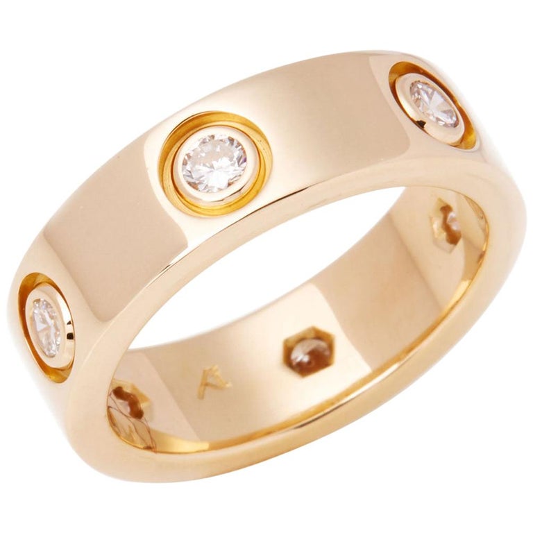 Cartier Love 18 Carat Yellow Gold Full Diamond Band Ring at 1stDibs