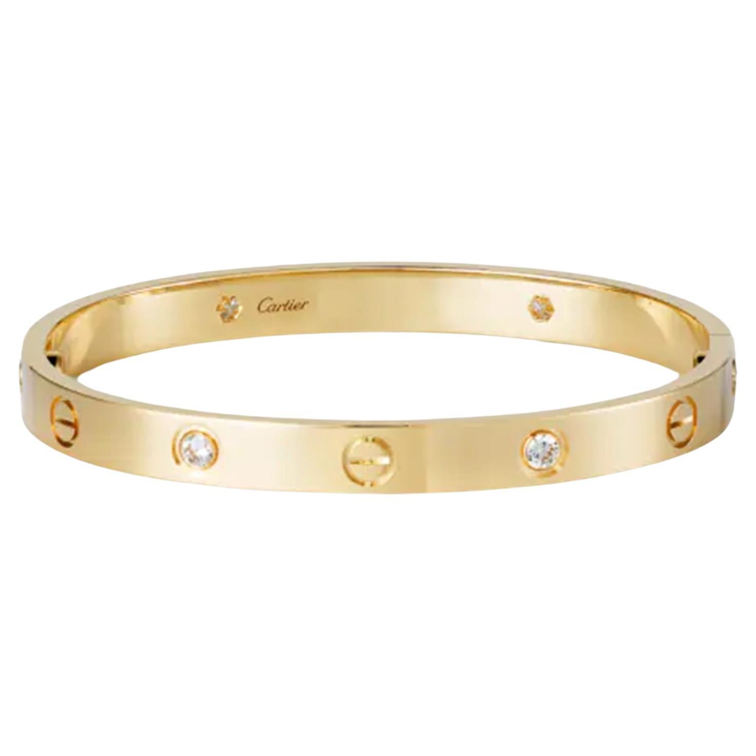 Cartier LOVE Diamantarmband aus 18 Karat Gelbgold mit Diamanten (Zeitgenössisch) im Angebot