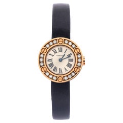 Cartier Love 18 Diamond Quartz Watch Rose Gold and Satin Leather with Diamond