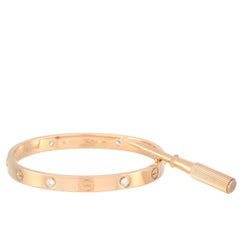 Cartier Love 18 Karat Rose Gold 4 Diamond Bracelet with Screwdriver