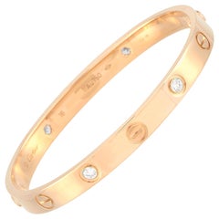 Cartier Love 18 Karat Rose Gold 4 Diamond Bracelet with Screwdriver