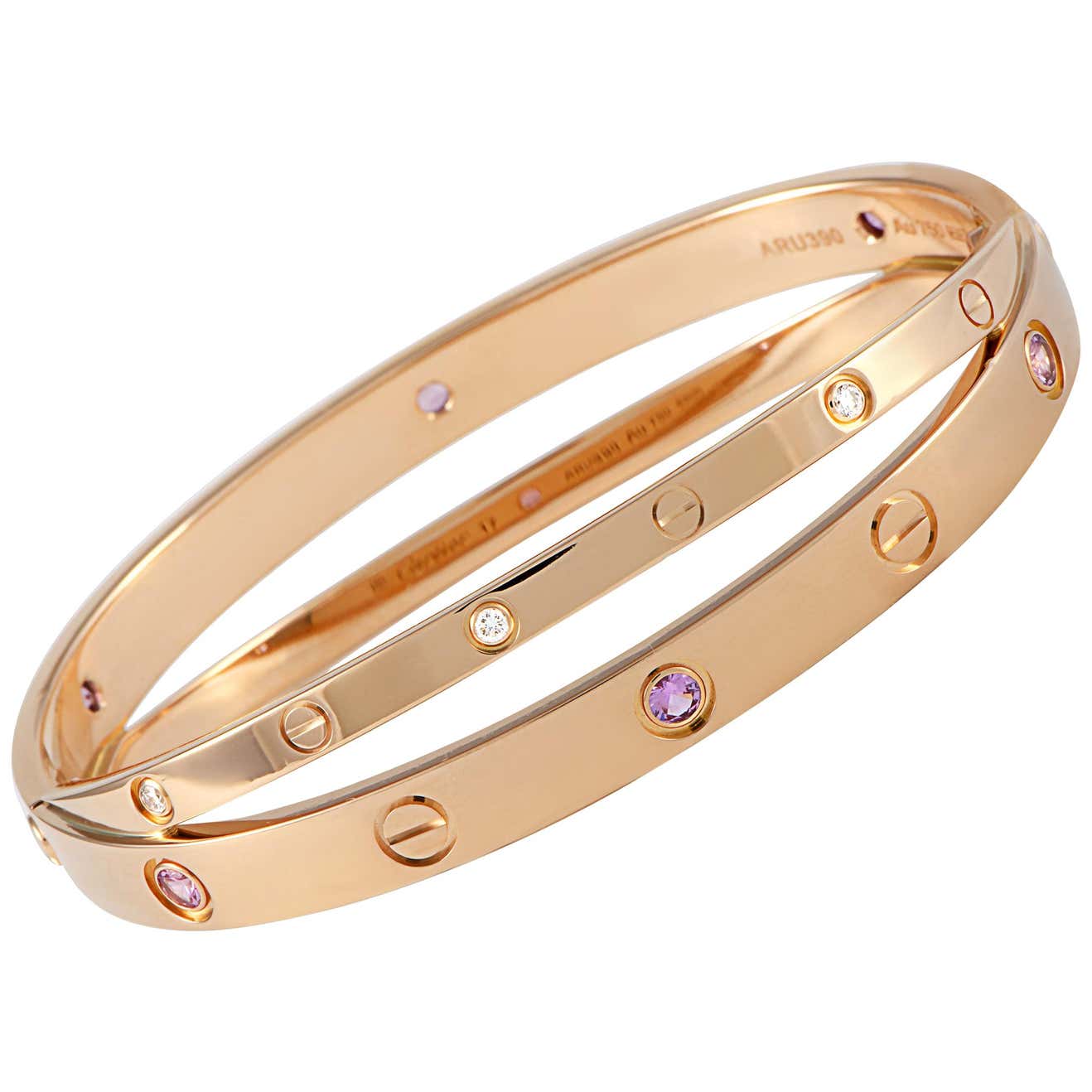 Cartier Love 18 Karat Rose Gold Diamond and Sapphire Bracelet with ...