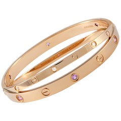 Cartier Love 18 Karat Rose Gold Diamond and Sapphire Bracelet with Screwdriver