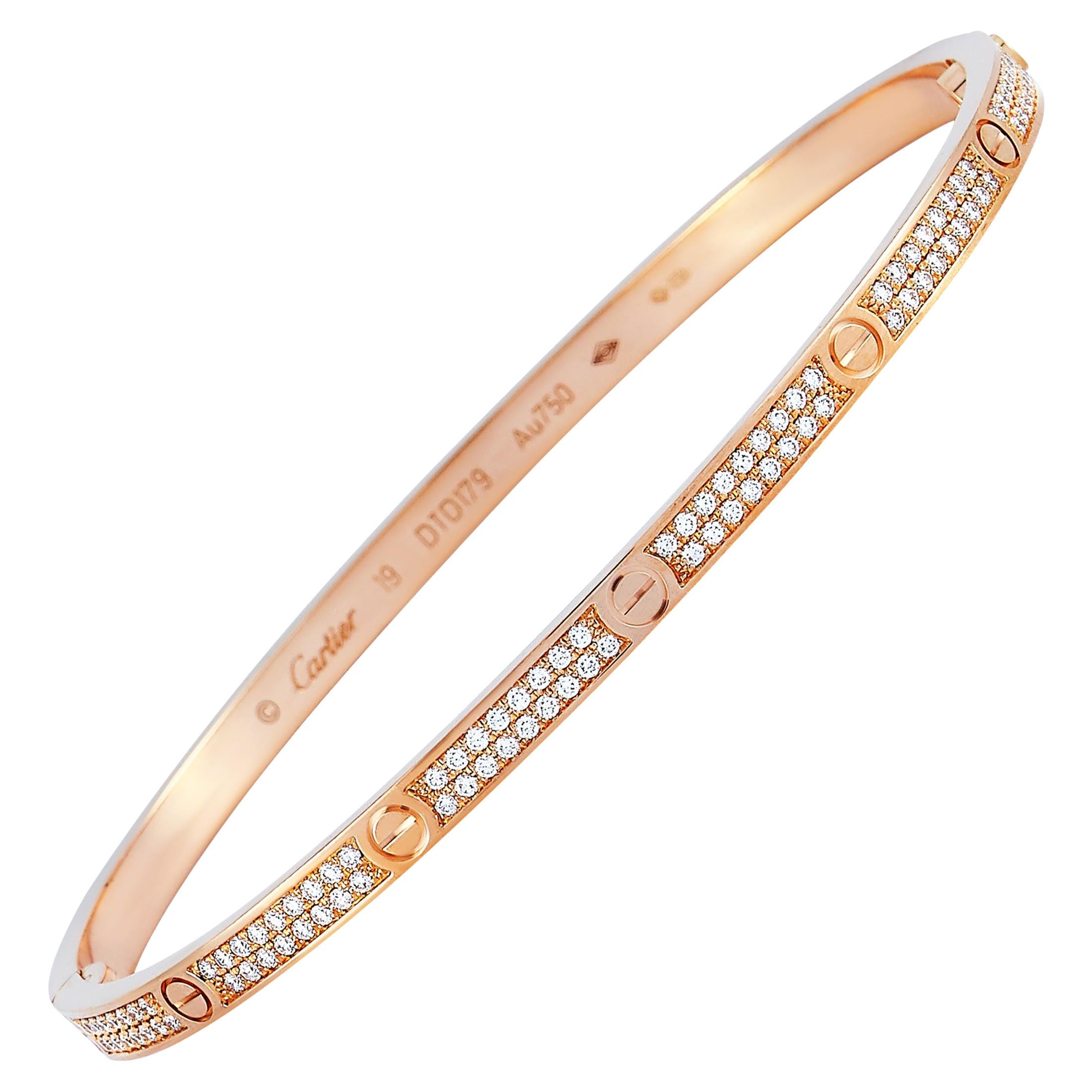 Cartier LOVE 18 Karat Rose Gold Diamond Bracelet