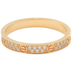 Cartier Love 18 Karat Rose Gold Pave Diamond Band Ring 51