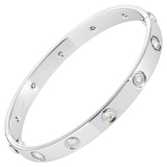 Cartier LOVE 18 Karat White Gold 10 Diamond Bracelet