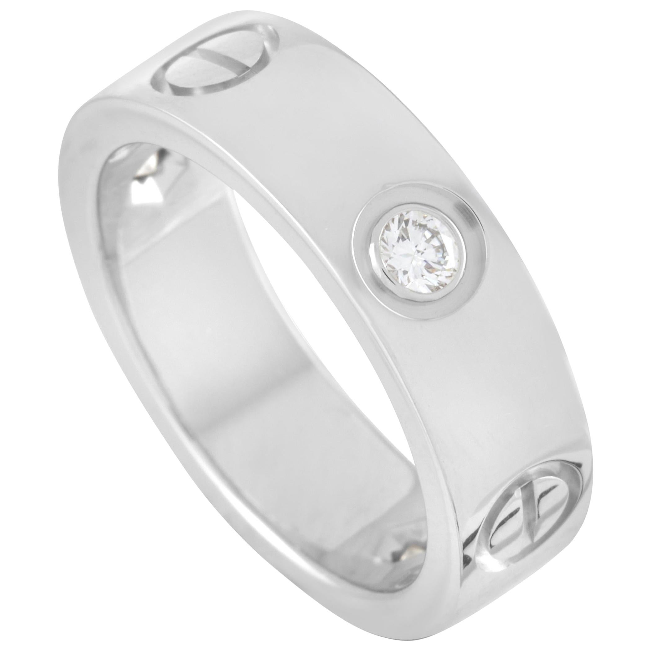 Cartier Love 18 Karat White Gold 3 Diamond Band Ring