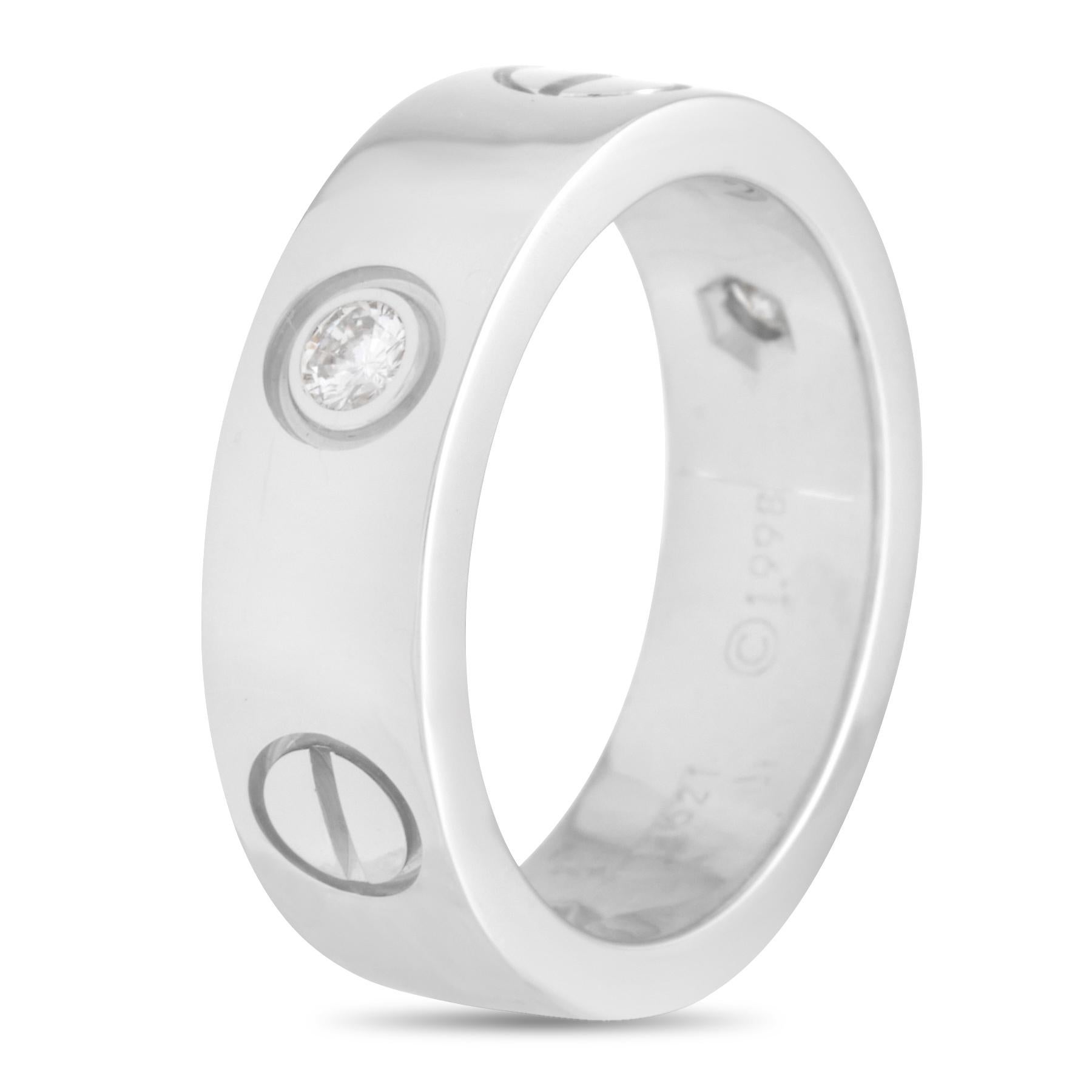 Cartier LOVE 18 Karat White Gold 3 Diamond Ring For Sale at 1stDibs cartier 750 ring 52833a