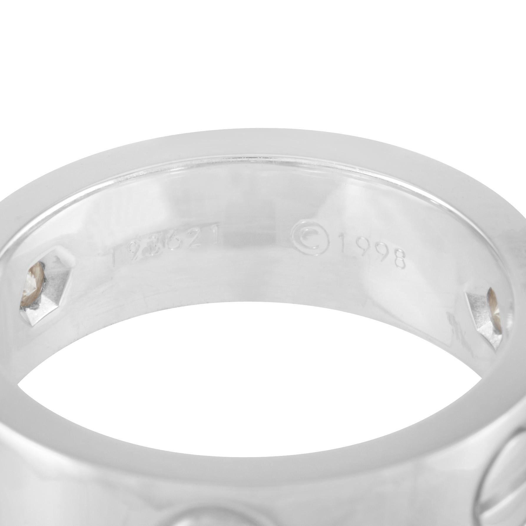 Cartier LOVE 18 Karat White Gold 3 Diamond Ring For Sale at 1stDibs cartier 750 ring 52833a