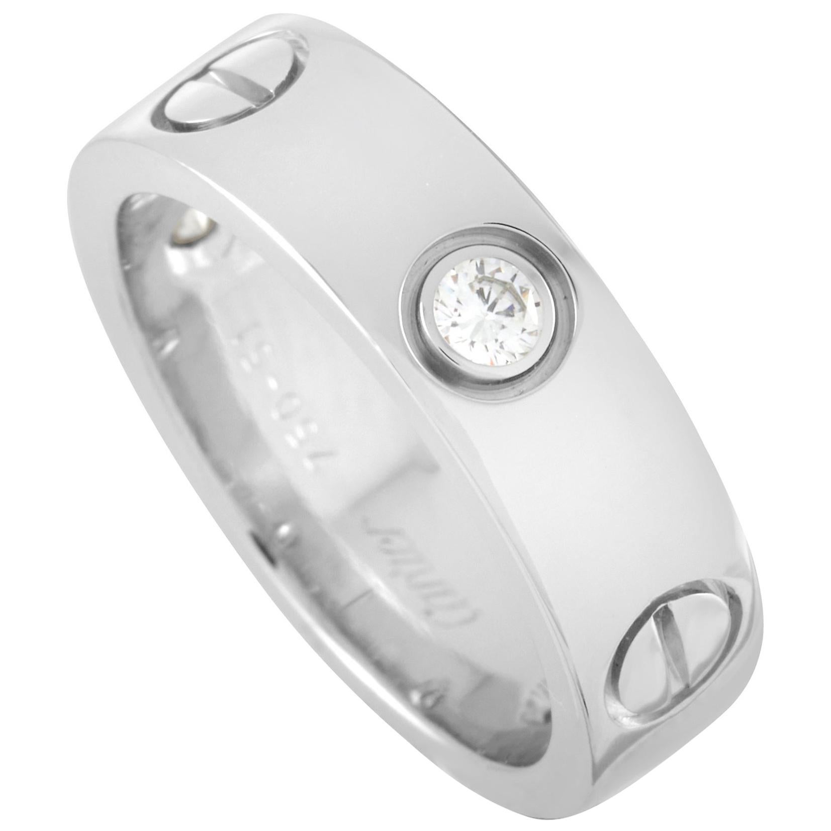 Cartier LOVE Bague en or blanc 18 carats avec 3 diamants en vente