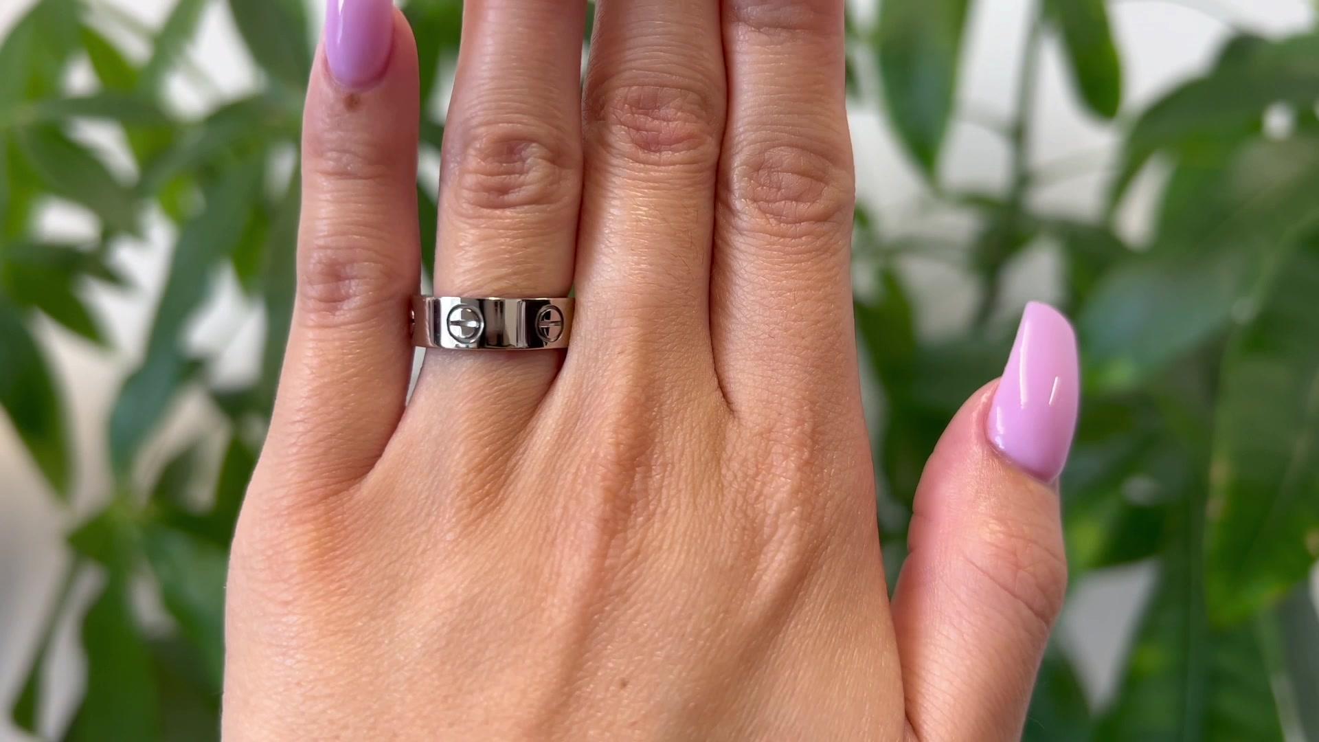Cartier Love 18 Karat White Gold Band Ring In Excellent Condition In Beverly Hills, CA