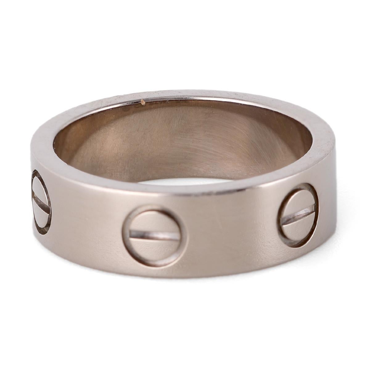 Cartier Love 18 Karat White Gold Band Ring 1
