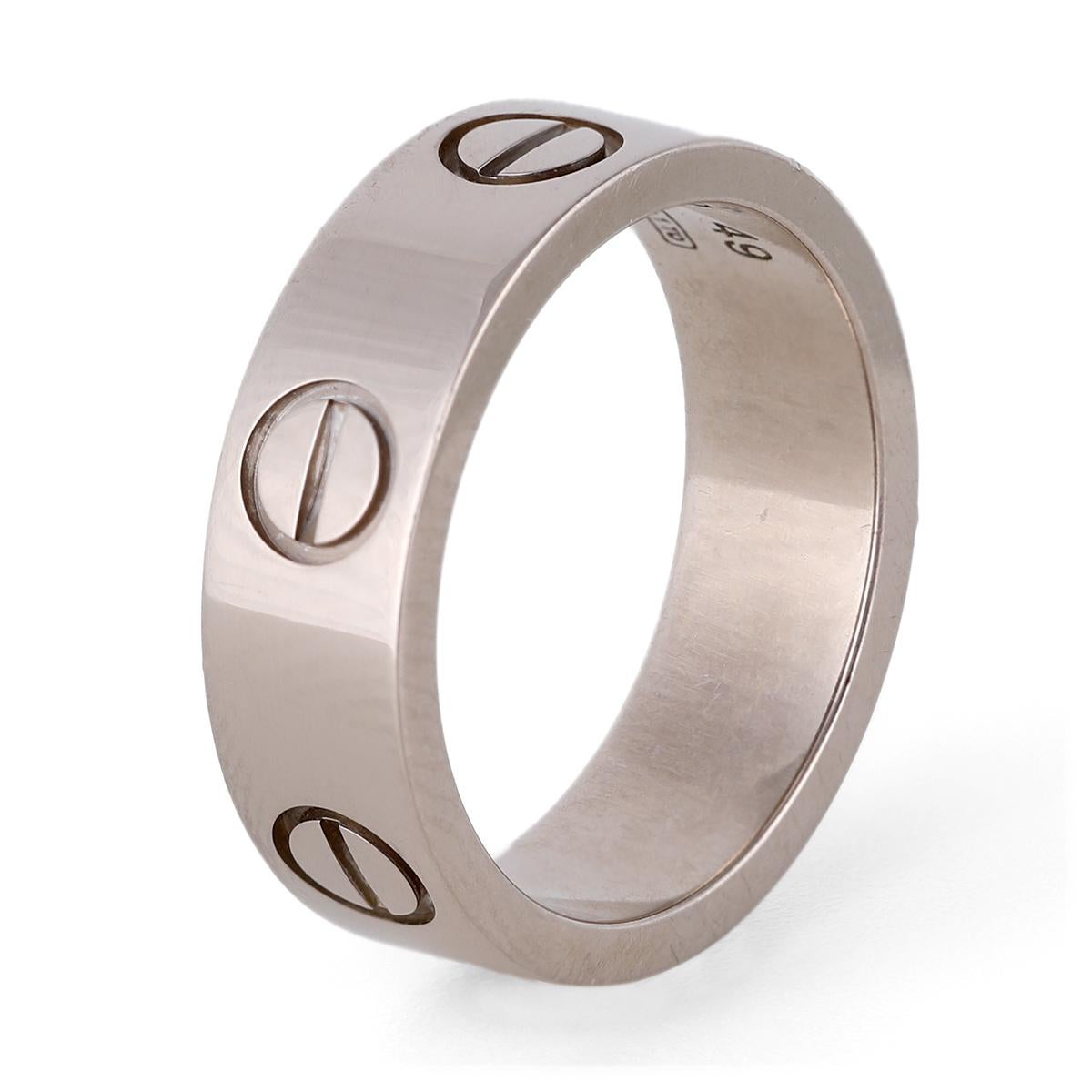 Cartier Love 18 Karat White Gold Band Ring 2