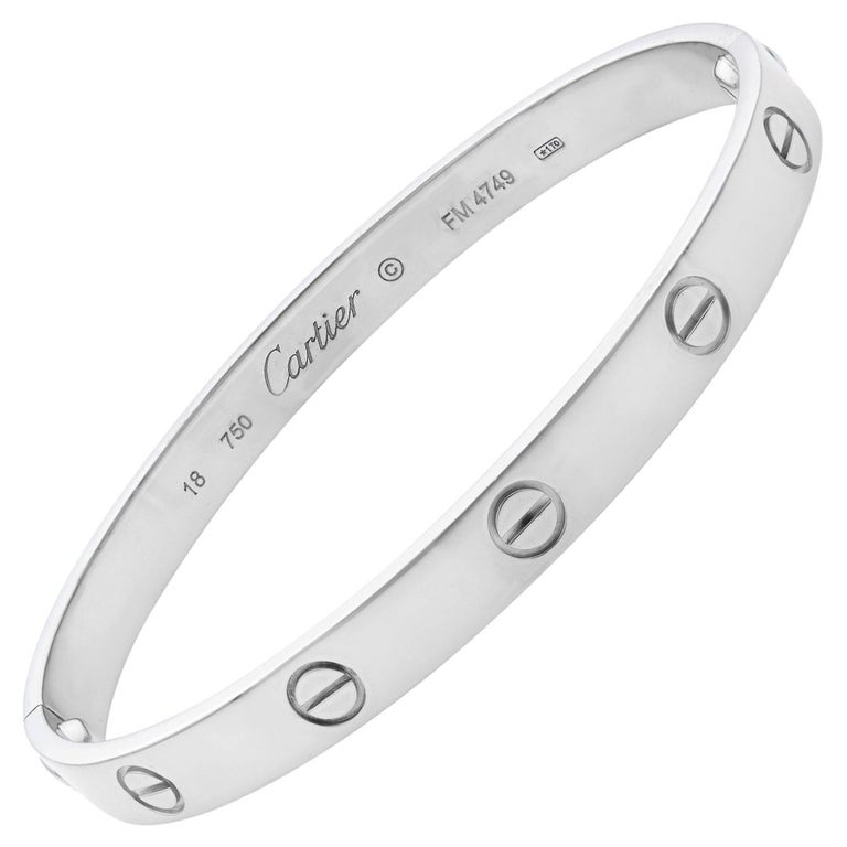 Cartier Love 18 Karat White Gold Bracelet Old Style