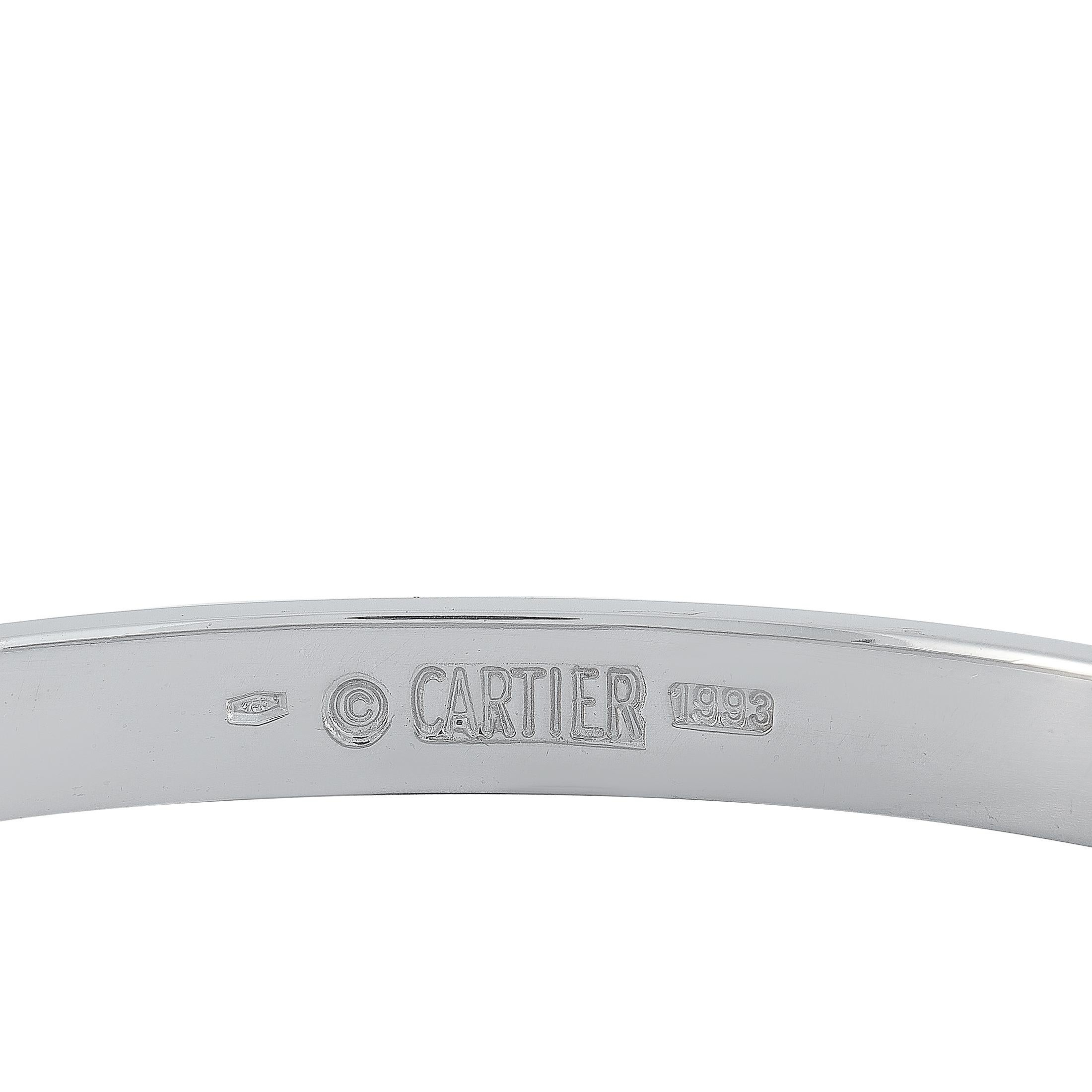 Cartier Love 18 Karat White Gold Bracelet with Screwdriver In Excellent Condition In Southampton, PA