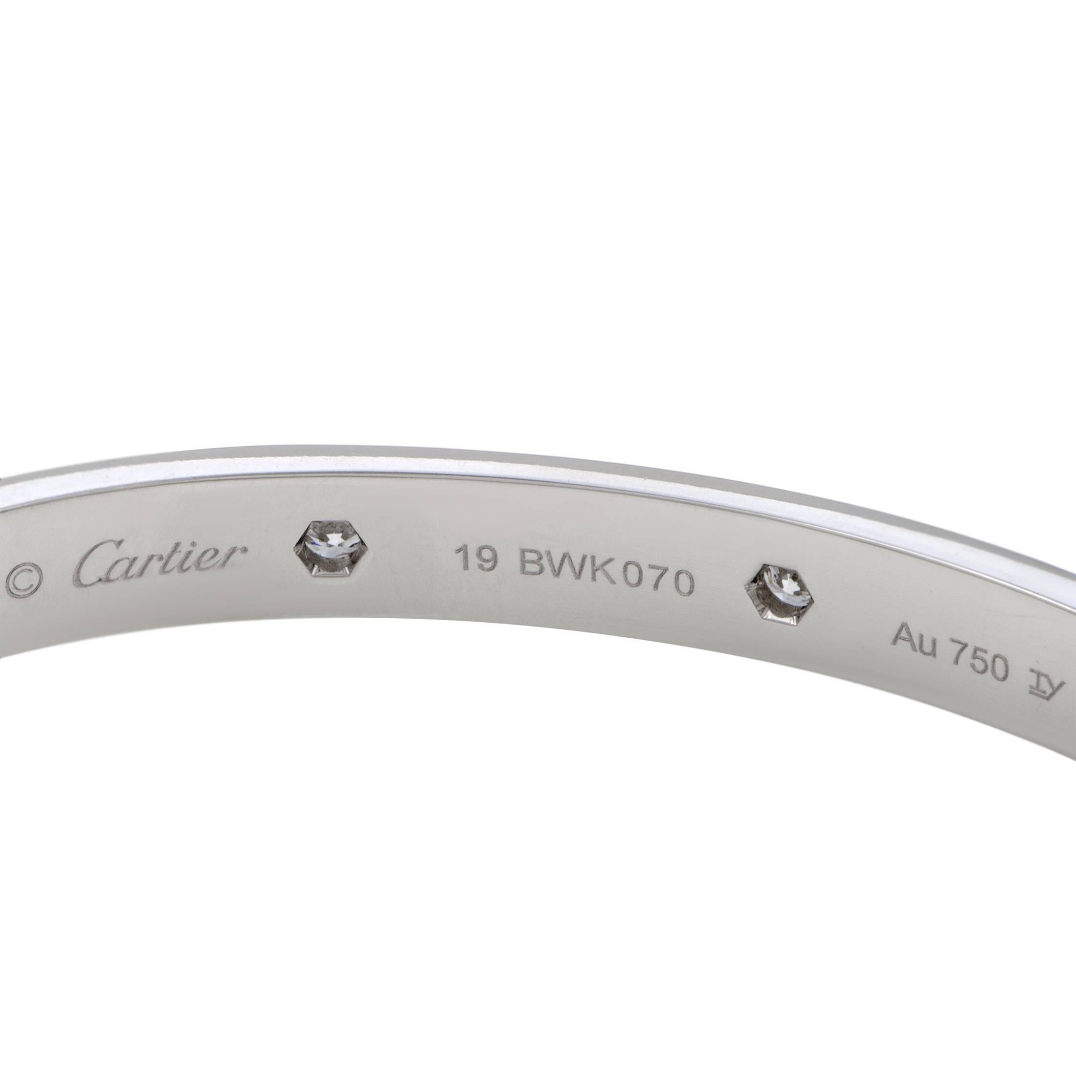 Cartier Love 18 Karat White Gold Ten-Diamond Bangle Bracelet 1