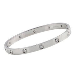 Cartier Love 18 Karat White Gold Ten-Diamond Bangle Bracelet