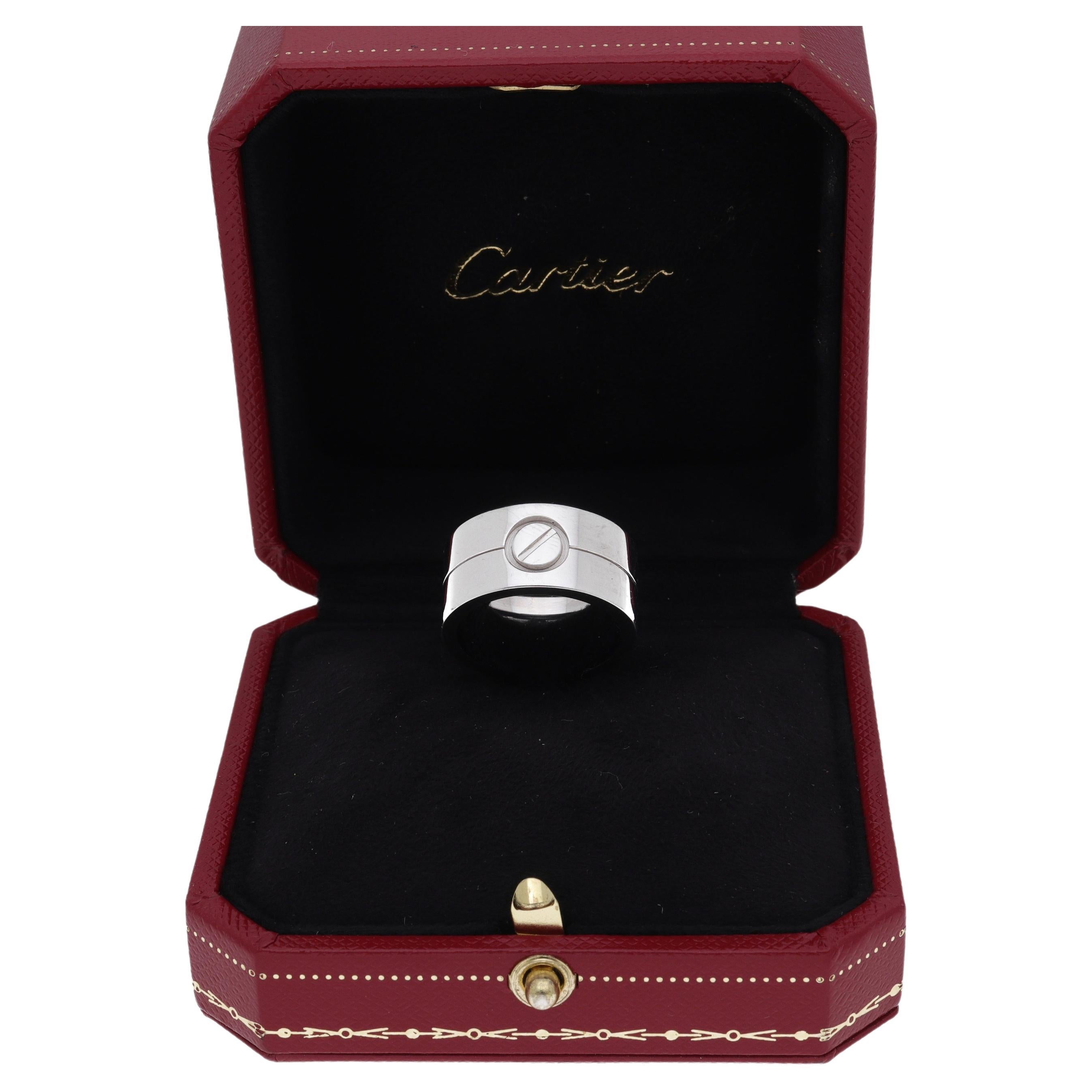 Cartier Love 18 Karat White Gold Wide Band Ring For Sale