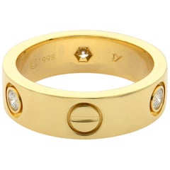 Cartier Love 18 Karat Gelbgold 3 Diamanten Hochzeit Band Ring