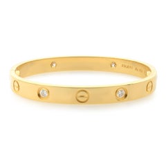 Cartier Love 18 Karat Yellow Gold 4 Diamond Bracelet