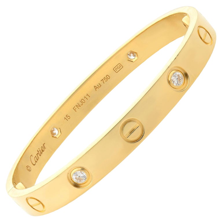 Cartier Love 18 Karat Yellow Gold 4 Diamond Bracelet