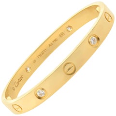 Cartier Love 18 Karat Yellow Gold 4 Diamond Bracelet