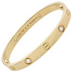 Cartier Love 18 Karat Yellow Gold 4 Diamond Bracelet