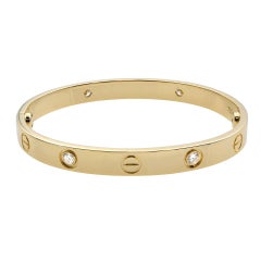 Cartier Love 18 Karat Yellow Gold 4 Diamond Bracelet