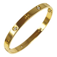 Cartier Love 18 Karat Yellow Gold 4 Diamond Bracelet with Screwdriver